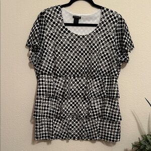 Nue Options Monochrome Layered Polka Dot Blouse